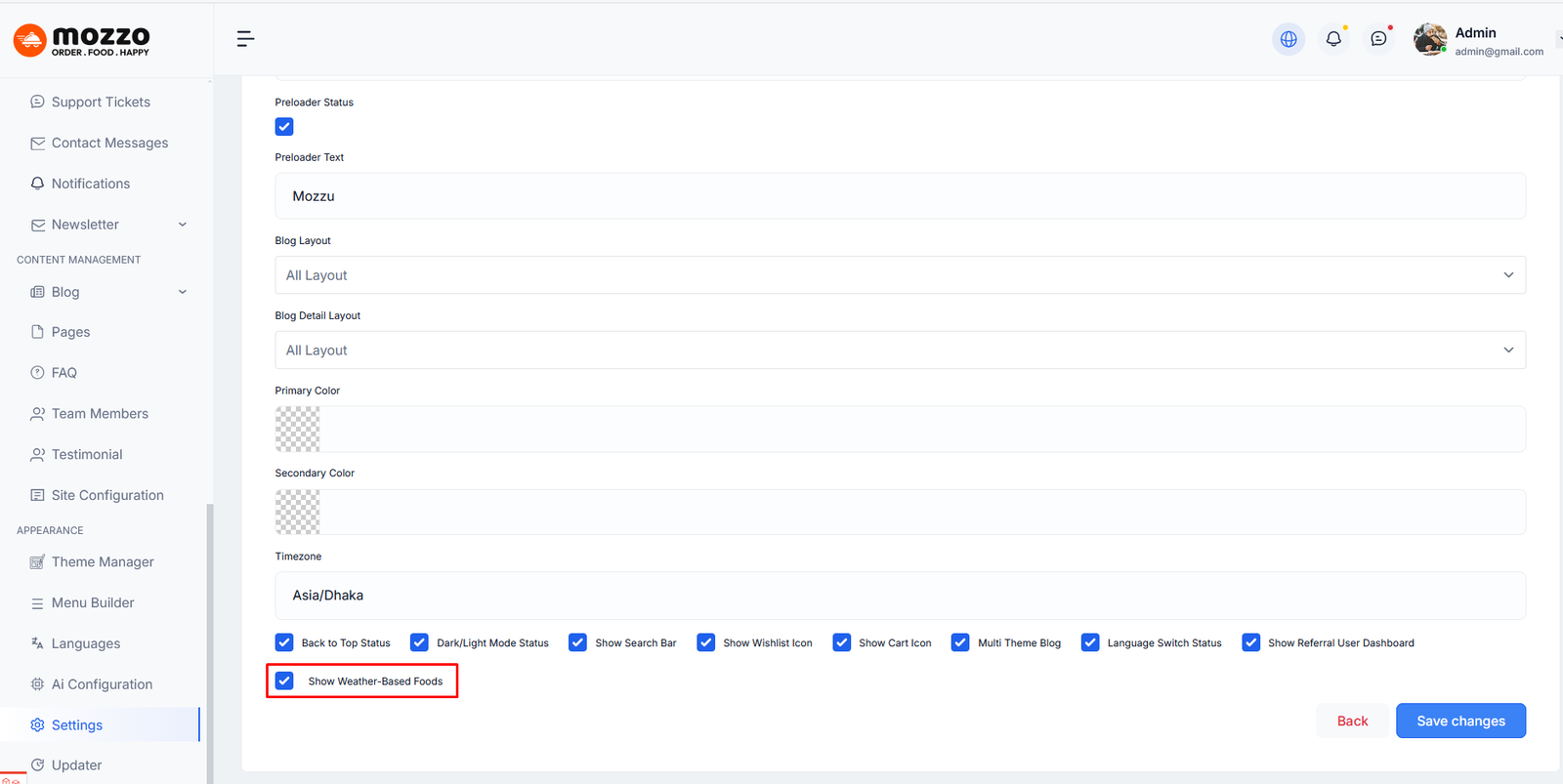 Save food with weather condition