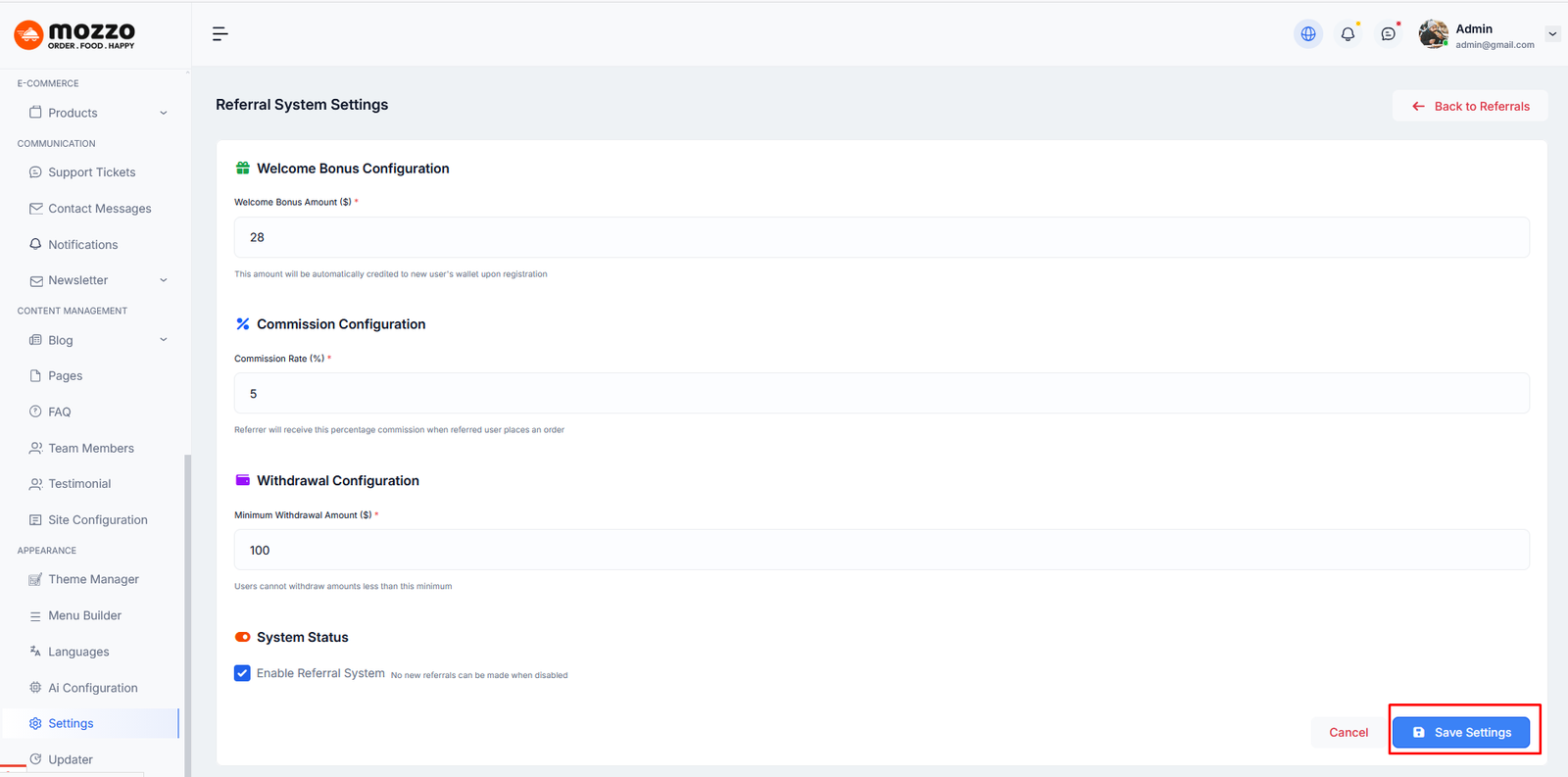 Welcome bonus configuration