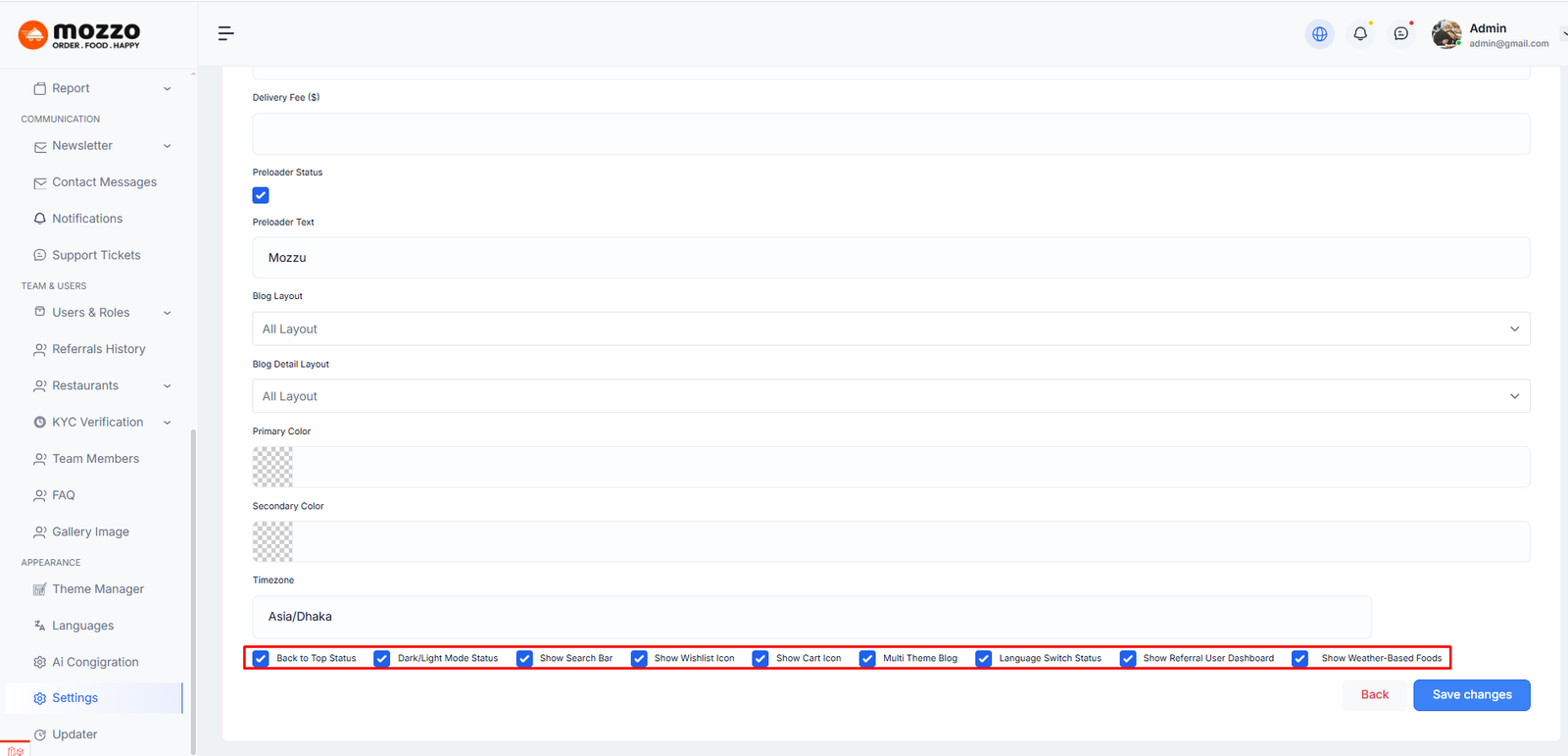general settings form