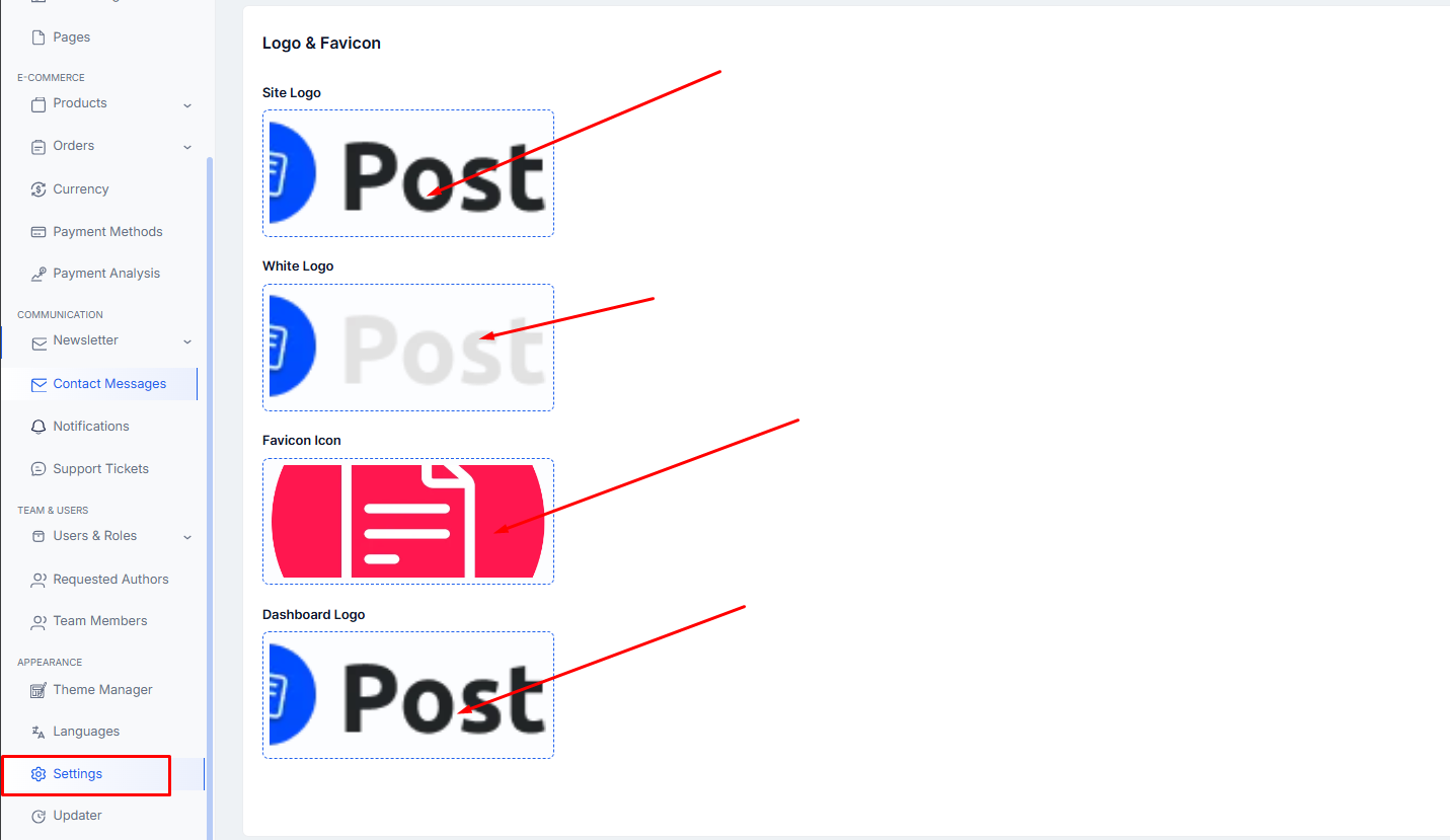 Logo upload interface