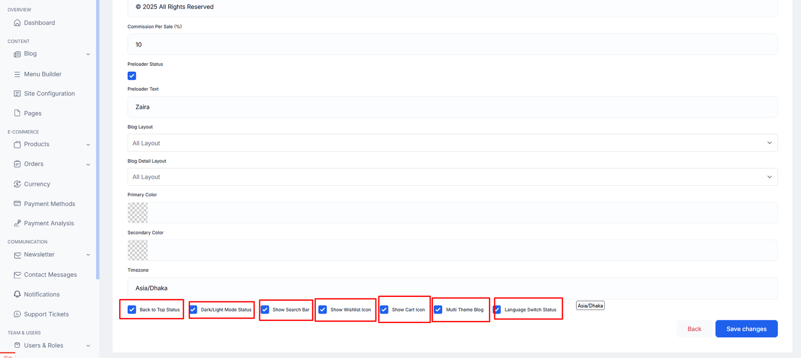 general settings form